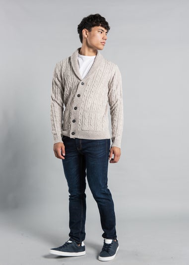 Tokyo Laundry Natural Shawl Neck Cable Knit Cardigan