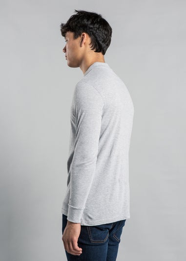 Tokyo Laundry Light Grey Cotton Long Sleeve Polo