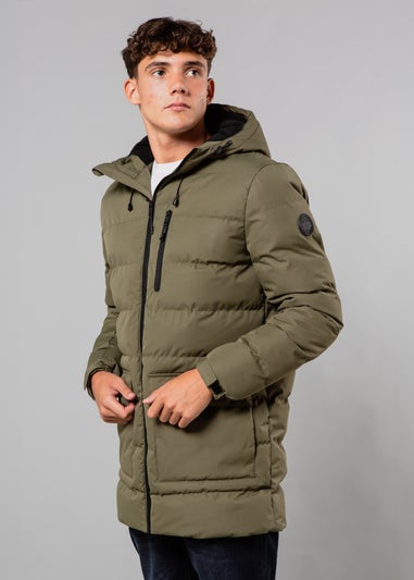 Tokyo Laundry Khaki Hooded Padded Parka Jacket with Toggles