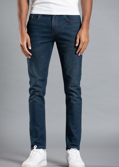 Tokyo Laundry Dark Blue Cotton Straight Leg Denim Jeans