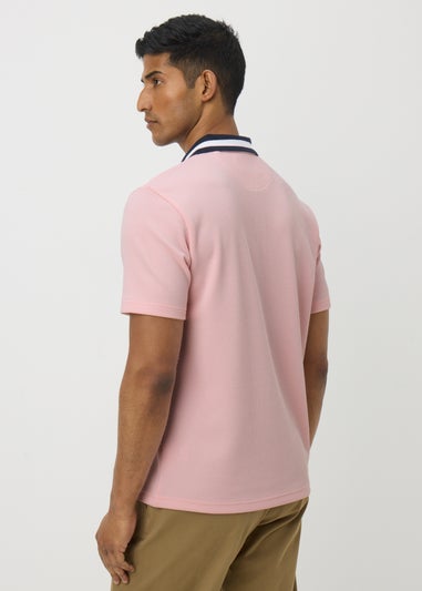 Pink Textured Tipped Polo Shirt