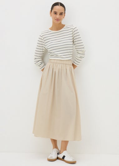 Stone Cotton Midi Skirt