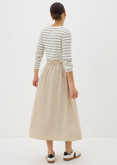 Stone Cotton Midi Skirt