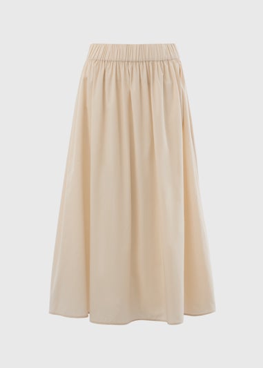 Stone Cotton Midi Skirt