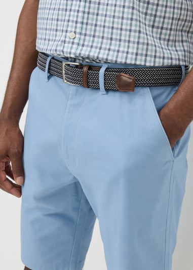 Light Blue Belted Chino Shorts