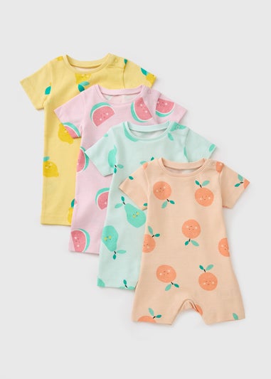 4 Pack Baby Multicolour Fruit Rompers (Newborn-18mths)