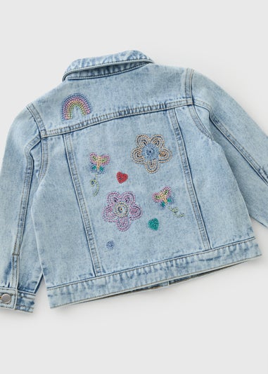 Girls Embroidered Washed Denim Jacket (1-7yrs)