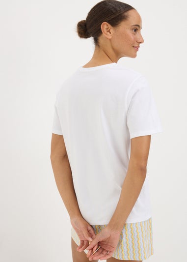 White Malibu Stripe Shorts & T-Shirt Pyjama Set