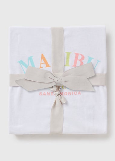 White Malibu Stripe Shorts & T-Shirt Pyjama Set