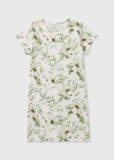 Green Floral Print T-Shirt Nightie