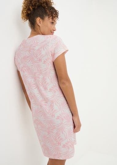 Pink Palm Tree Print T-Shirt Nightie