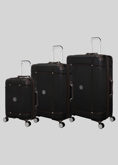 IT Luggage Black Trunk Hard Suitcase