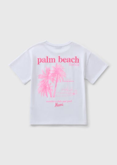 Girls White Palm Beach T-Shirt (7-15yrs)