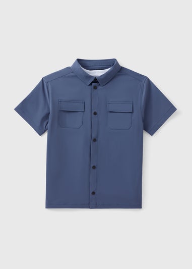 Boys Blue Shirt & Tee Set (7-15yrs)