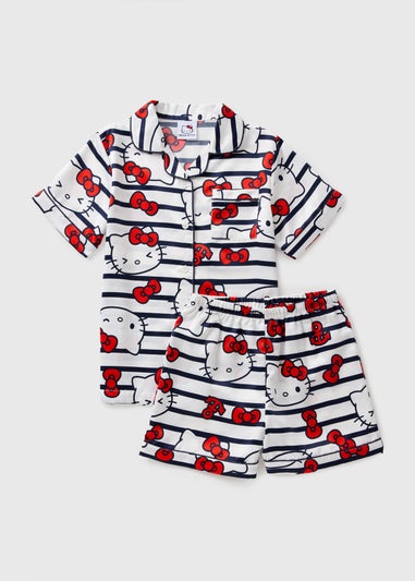 Girls White Hello Kitty Satin Pyjama Set (5-13yrs)