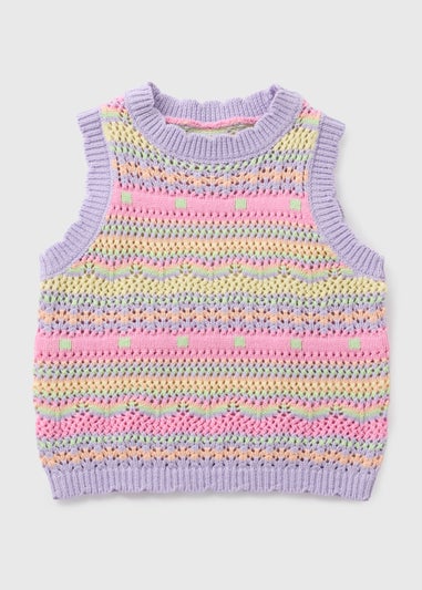Girls Lilac Crochet Knitted Vest (1-7yrs)