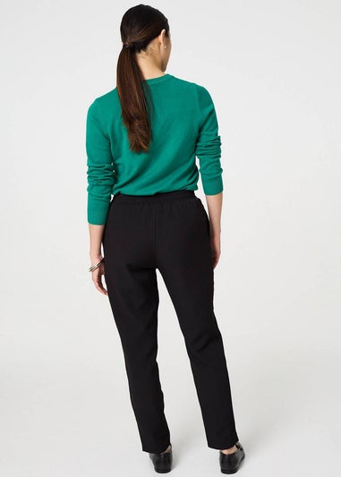 Izabel London Black Plain Drawstring Waist Slim Trousers