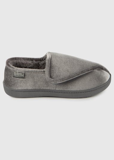 Totes Isotoner Grey Ladies Sparkle Velour Closed Back Slipper