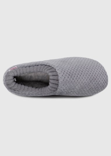 Totes Isotoner Grey Ladies Popcorn Full Back Bootie Slipper