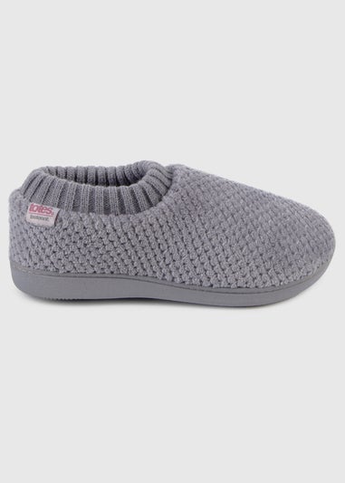 Totes Isotoner Grey Ladies Popcorn Full Back Bootie Slipper