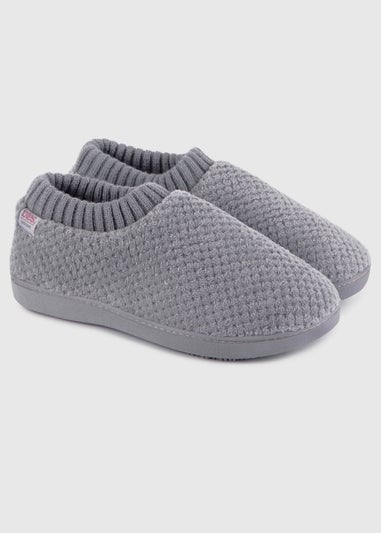 Totes Isotoner Grey Ladies Popcorn Full Back Bootie Slipper