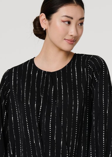 Izabel London Black Metallic Stripe Long Sleeve Blouse