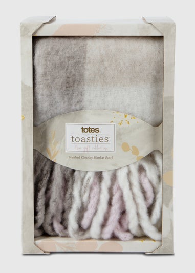 Totes Toasties Ladies Chunky Check Woven Blanket Scarf