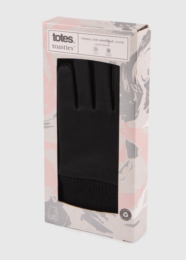 Totes Toasties Black Ladies Premium Stretch Thermal Lined Gloves with Smartouch