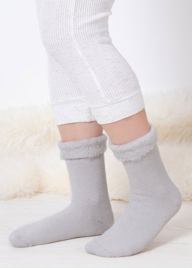 Totes Toasties Grey Ladies Thermal Brushed Bed Sock