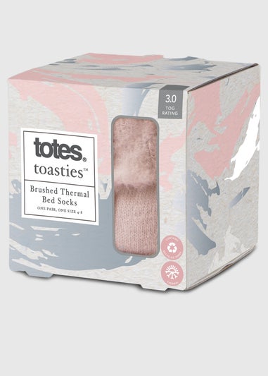 Totes Toasties Pink Ladies Thermal Brushed Bed Sock