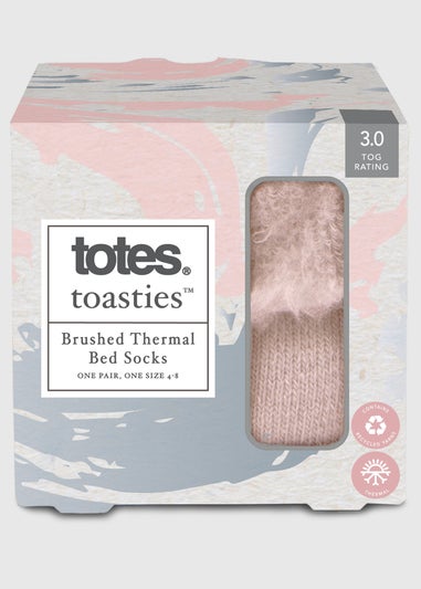 Totes Toasties Pink Ladies Thermal Brushed Bed Sock