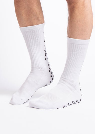 Totes Toasties White Gripper Sports Socks (Twin Pack)