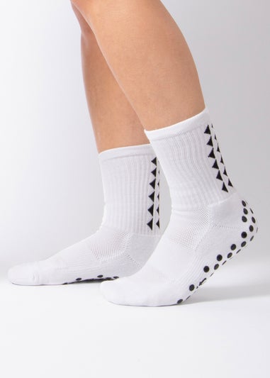 Totes Toasties White Gripper Sports Socks (Twin Pack)