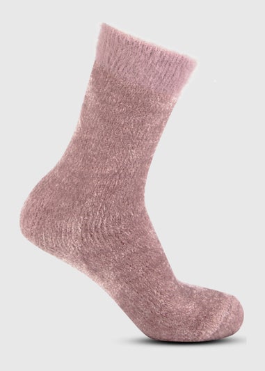 Totes Toasties Pink Ladies Fair Isle & Chenille Supersoft Bed Socks (Twin Pack)