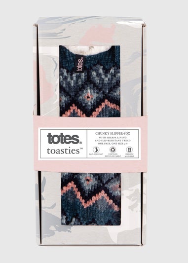 Totes Toasties Purple Ladies Chenille Crop Knitted Slipper Socks