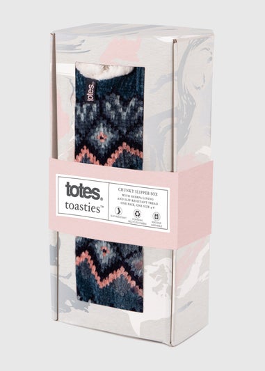 Totes Toasties Purple Ladies Chenille Crop Knitted Slipper Socks