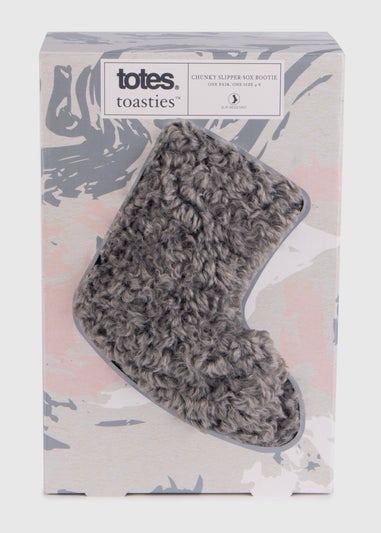 Totes Toasties Charcoal Ladies Faux Fur Bootie Slipper Socks