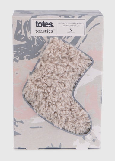 Totes Toasties Cream Ladies Faux Fur Bootie Slipper Socks