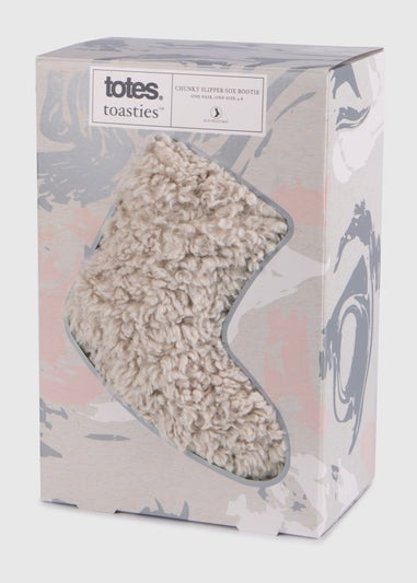 Totes Toasties Cream Ladies Faux Fur Bootie Slipper Socks