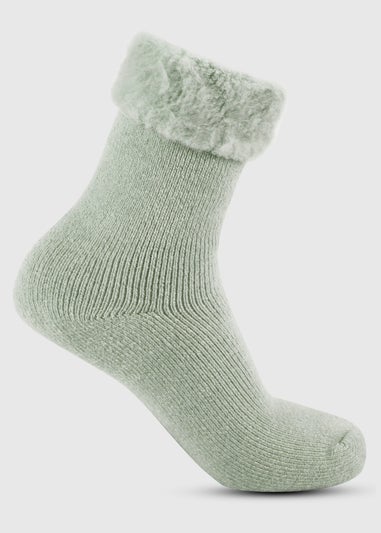 Totes Toasties Sage Ladies Recycled Brushed Thermal Bed Socks