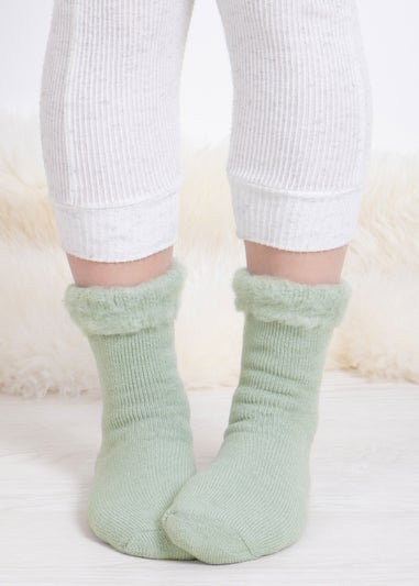 Totes Toasties Sage Ladies Recycled Brushed Thermal Bed Socks