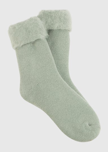 Totes Toasties Sage Ladies Recycled Brushed Thermal Bed Socks