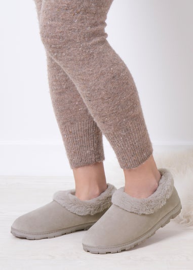 Totes Toasties Grey Ladies Microsuede Shoot Slippers