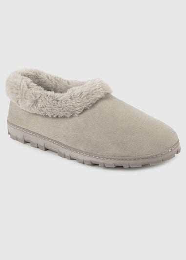 Totes Toasties Grey Ladies Microsuede Shoot Slippers