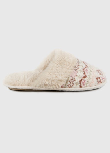 Totes Toasties Ladies Fair Isle Knit Mule Slippers