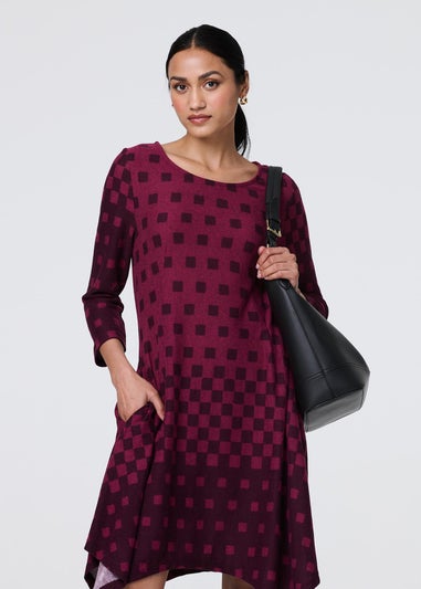 Izabel London Purple Geo Print Hanky Hem Midi Dress