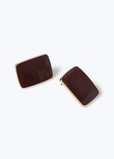 Muse Square Oversized Stud Earring Burgundy