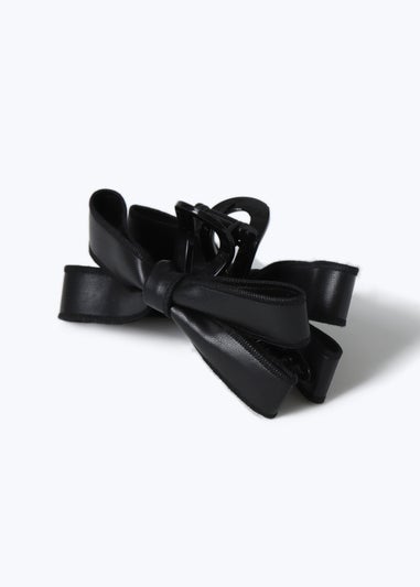 Muse Black PU Leather Bow Hair Claw