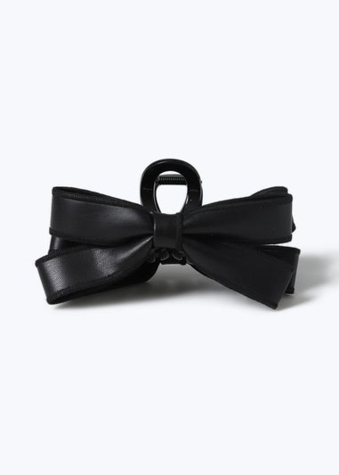 Muse Black PU Leather Bow Hair Claw