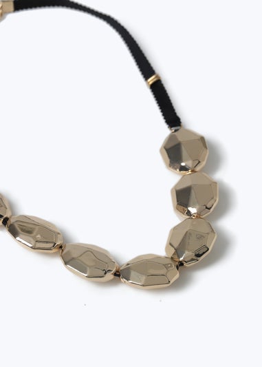 Muse Black Gold Nugget Cord Necklace